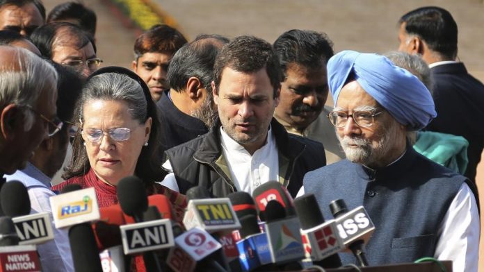 Sonia and Rahul Gandhi in Protest